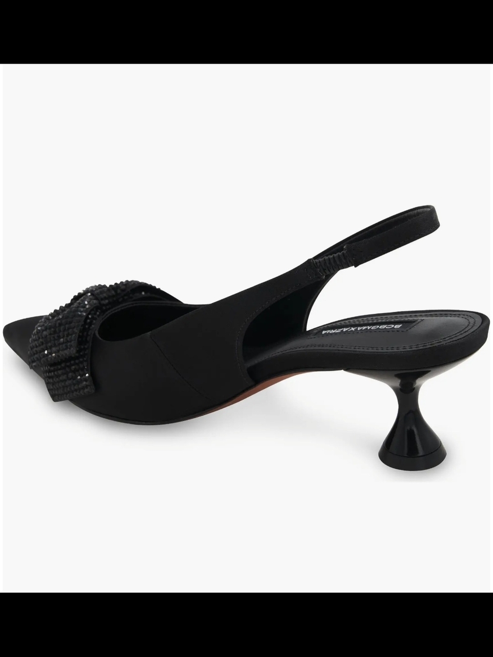 NWT BCBGMaxAzria Size 7.5 Black Crystal Bow Kitten Heel Pumps Preppy Coquette - Picture 3 of 12